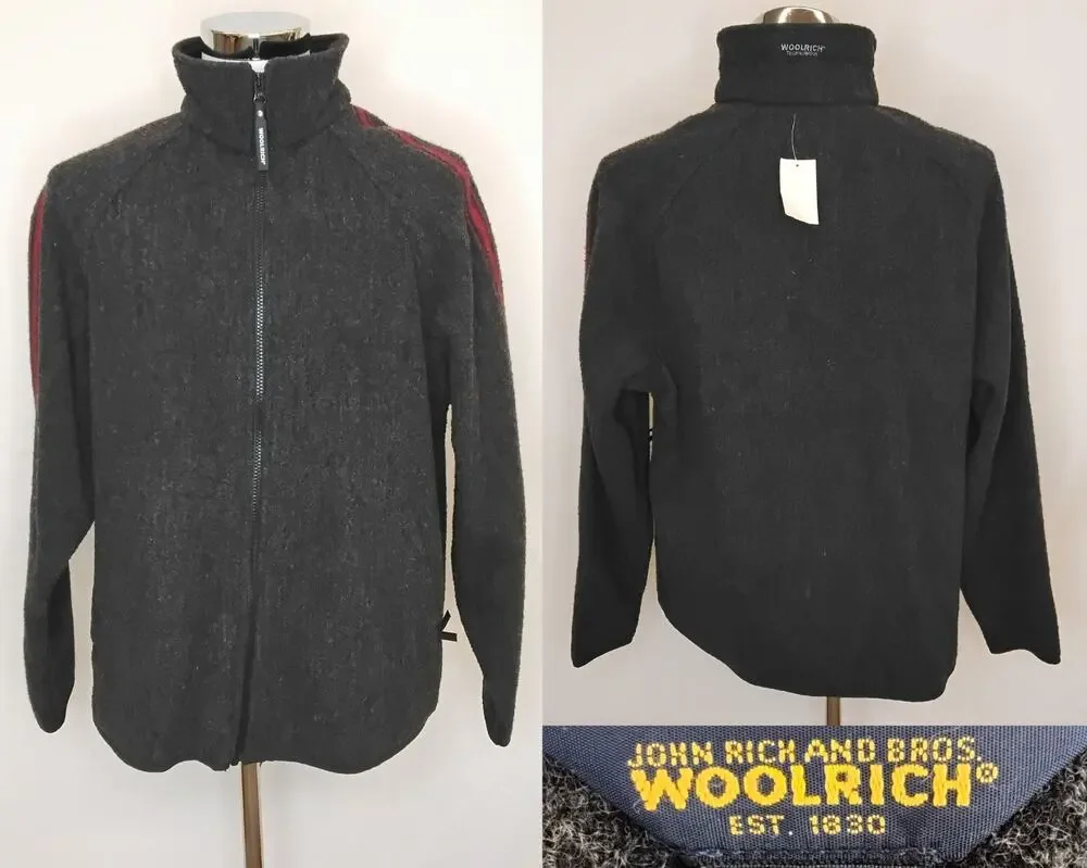 Woolrich Men's Voyager Jacket Large Stripe Grey/Red Full Zip NWT #Z5767